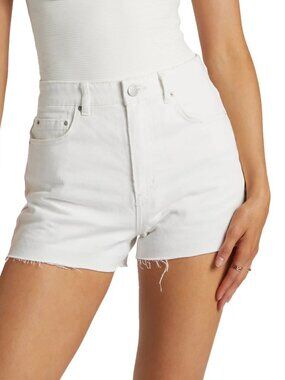 Billabong White Denim Shorts High Rise Cutoff Raw Hem Summer - Size 28